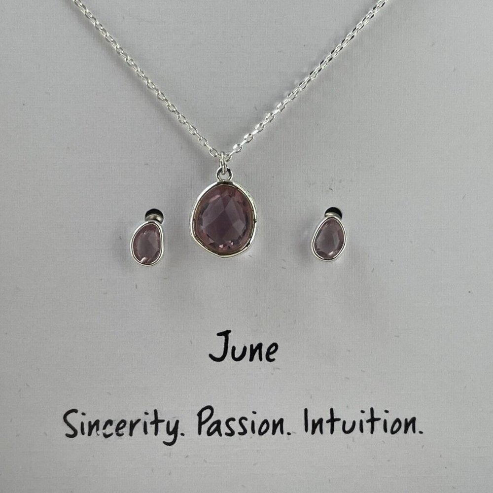 Unwritten JUNE Women Necklace Earrings Jewelry Set Sterling Silver Sincerity $50